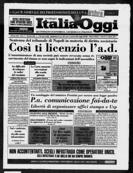 Italia oggi : quotidiano di economia finanza e politica